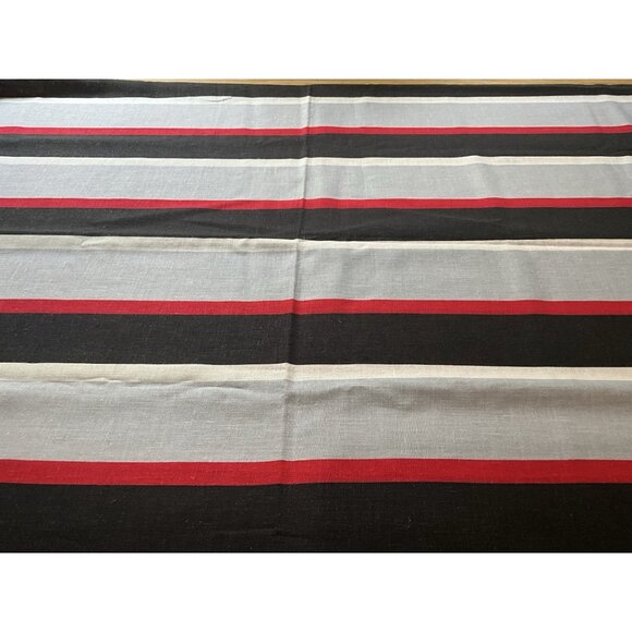 The Rosewood Print Linen Blend Fabric Black, Red and Grey Striped 4 Yards x 58" - Picture 7 of 8
